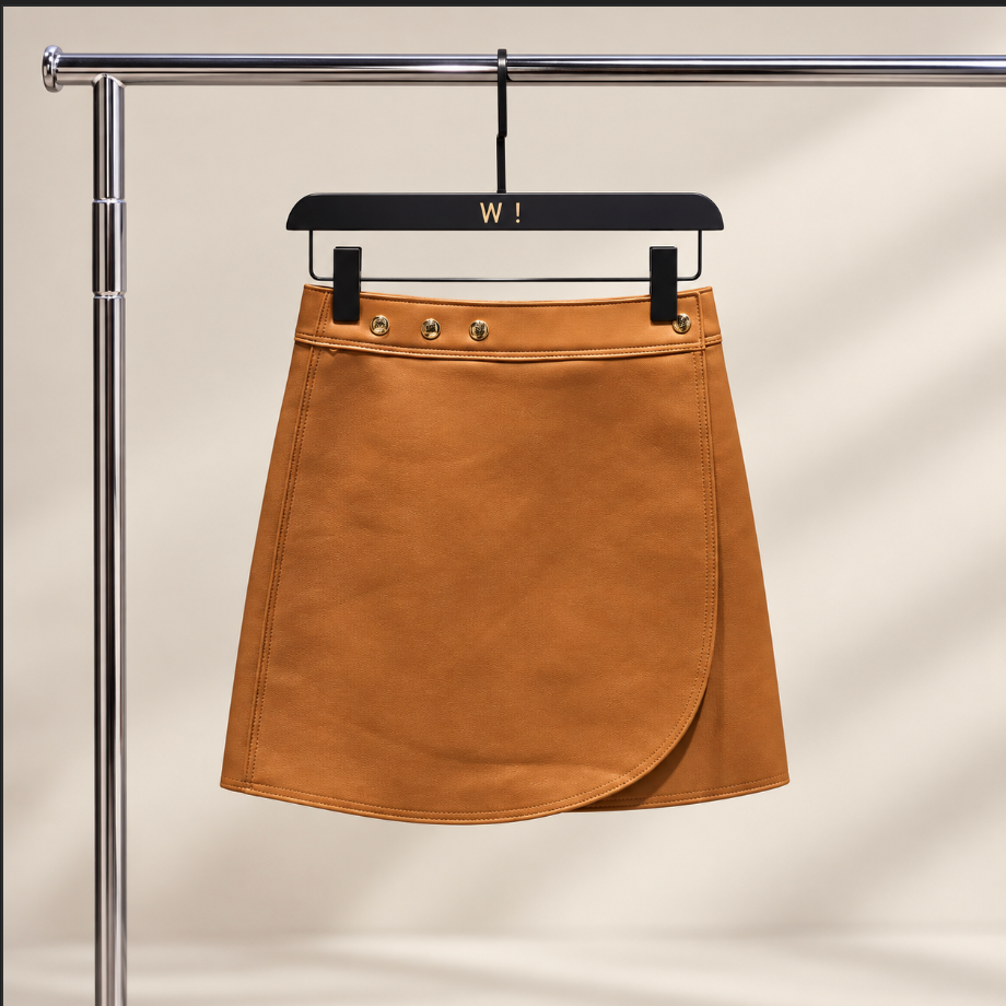 Women’s Leather Mini Skirt with High Waist Wrap