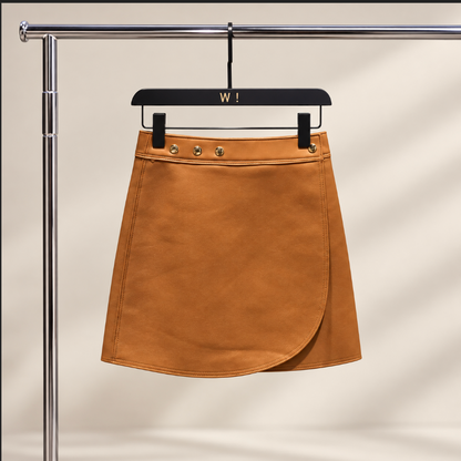 Women’s Leather Mini Skirt with High Waist Wrap