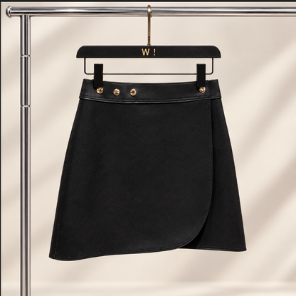 Women’s Leather Mini Skirt with High Waist Wrap