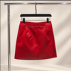Women’s Leather Mini Skirt with High Waist Wrap