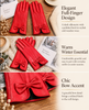 Women’s Leather Gloves for Winter with Lambskin and Bow Detail