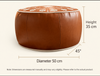 Faux Leather Pouf Ottoman with White Floral Embroidery for Living Rooms