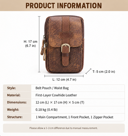Men’s Leather Waist Bag with Belt Loop for Everyday Carry