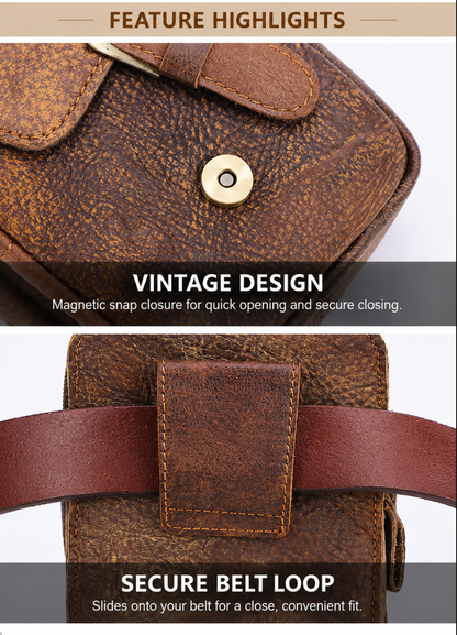 Men’s Leather Waist Bag with Belt Loop for Everyday Carry