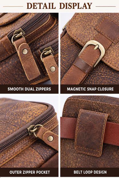 Men’s Leather Waist Bag with Belt Loop for Everyday Carry