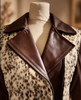 Cowhide Coat for Women in Brown Leather and White Hair-on Hide