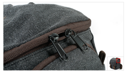 Small Canvas Camera Bag with Top-Grain Cowhide and Dividers