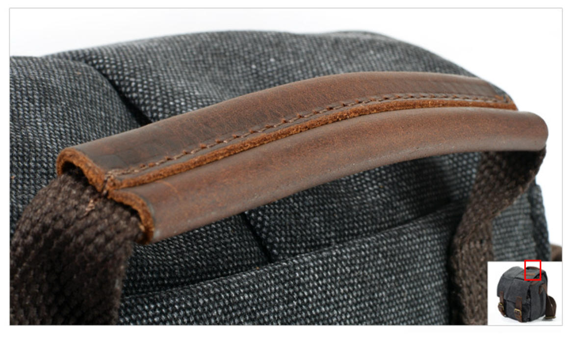 Small Canvas Camera Bag with Top-Grain Cowhide and Dividers