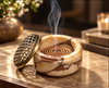 Incense Burner in Natural Marble with Decorative Metal Dome Lid