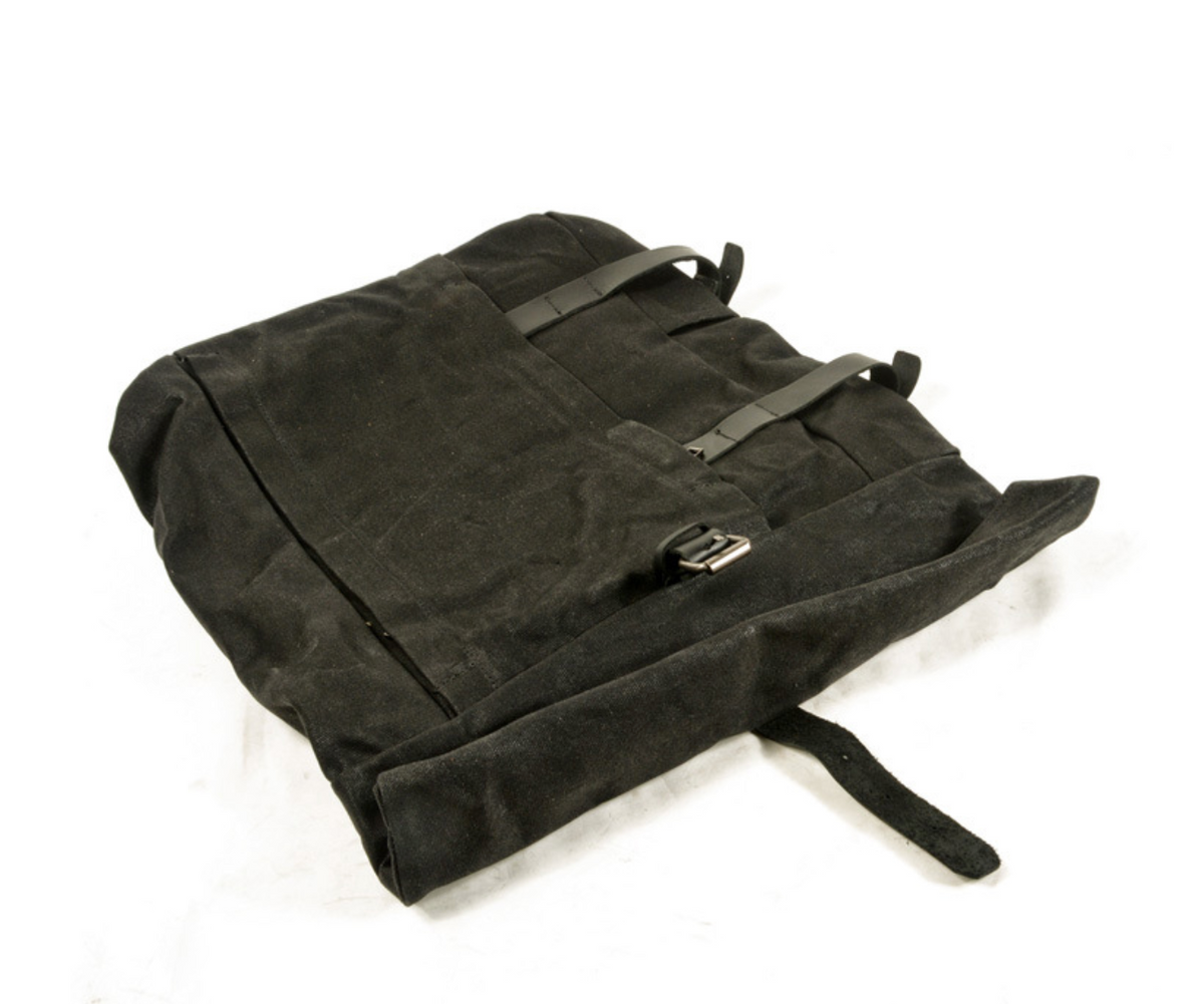 Vintage Canvas Rucksack with Olive Roll Top and Buckle Strap