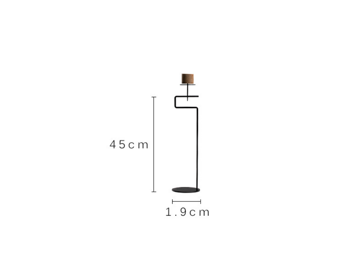 Black Wrought Iron Candle Stand with Wooden Cup – 45 cm