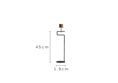 Black Wrought Iron Candle Stand with Wooden Cup – 45 cm