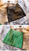 Women's mini leather skirt in black and green