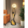 Artistic Resin Standing Light Sculptural Black and Gold Moon Floor Lamp