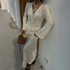 Summer knit hollow v neck beach maxi dress