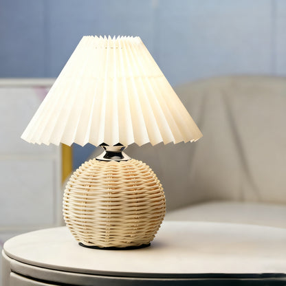 Premium rattan bamboo woven table lamp Off-White Lampshade