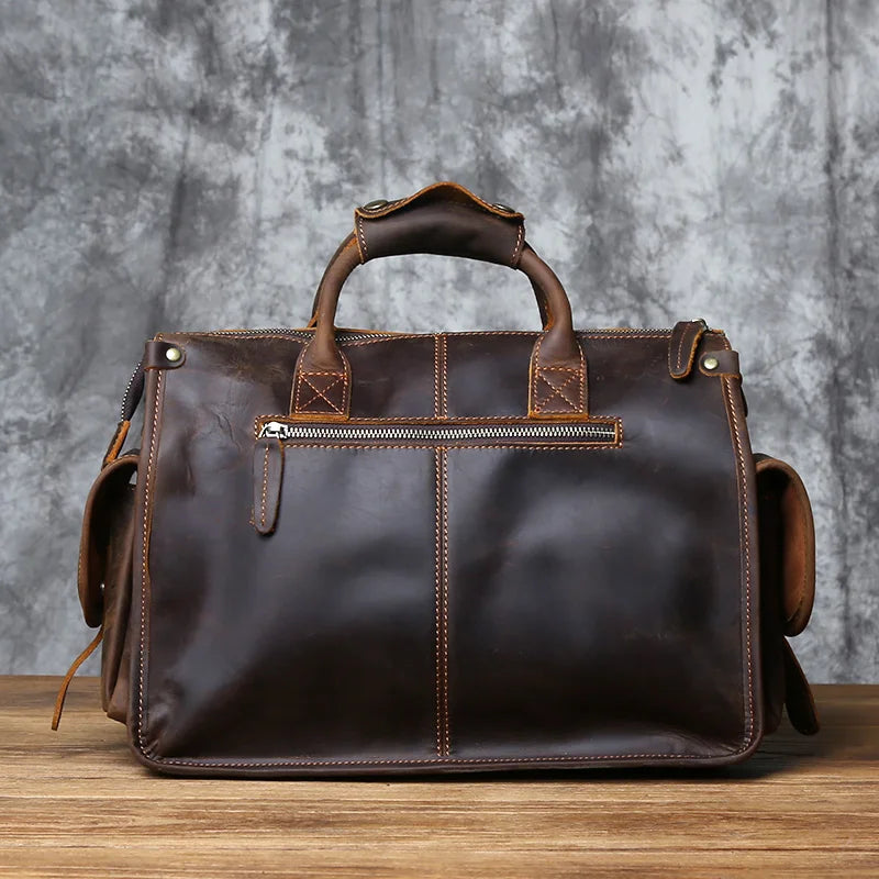 Vintage Leather Briefcase Men's Cowhide Bag