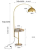 Modern arc floor lamp with wireless charging and drawer