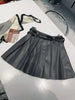 Pleather Mini Leather Skirt Double Waistband