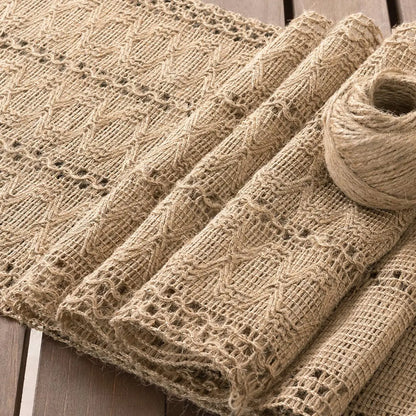 Burlap Macrame Jute Small Runner for Fall, Spring, Christmas & Easter