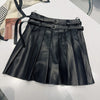 Pleather Mini Leather Skirt Double Waistband