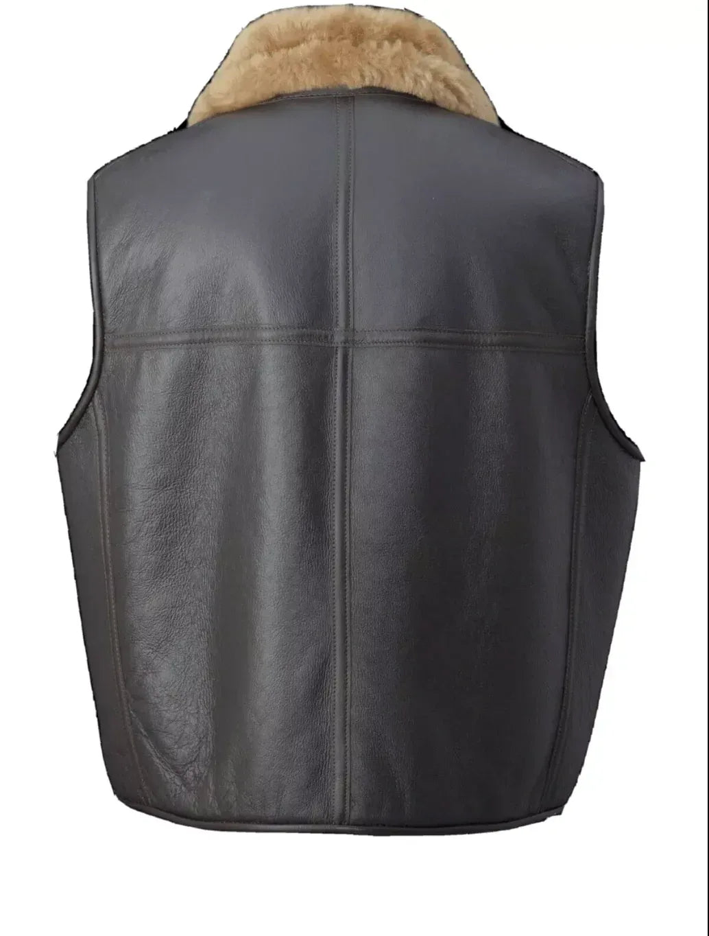 Shearling Leather Vest for Men With Real Sheep Fur
