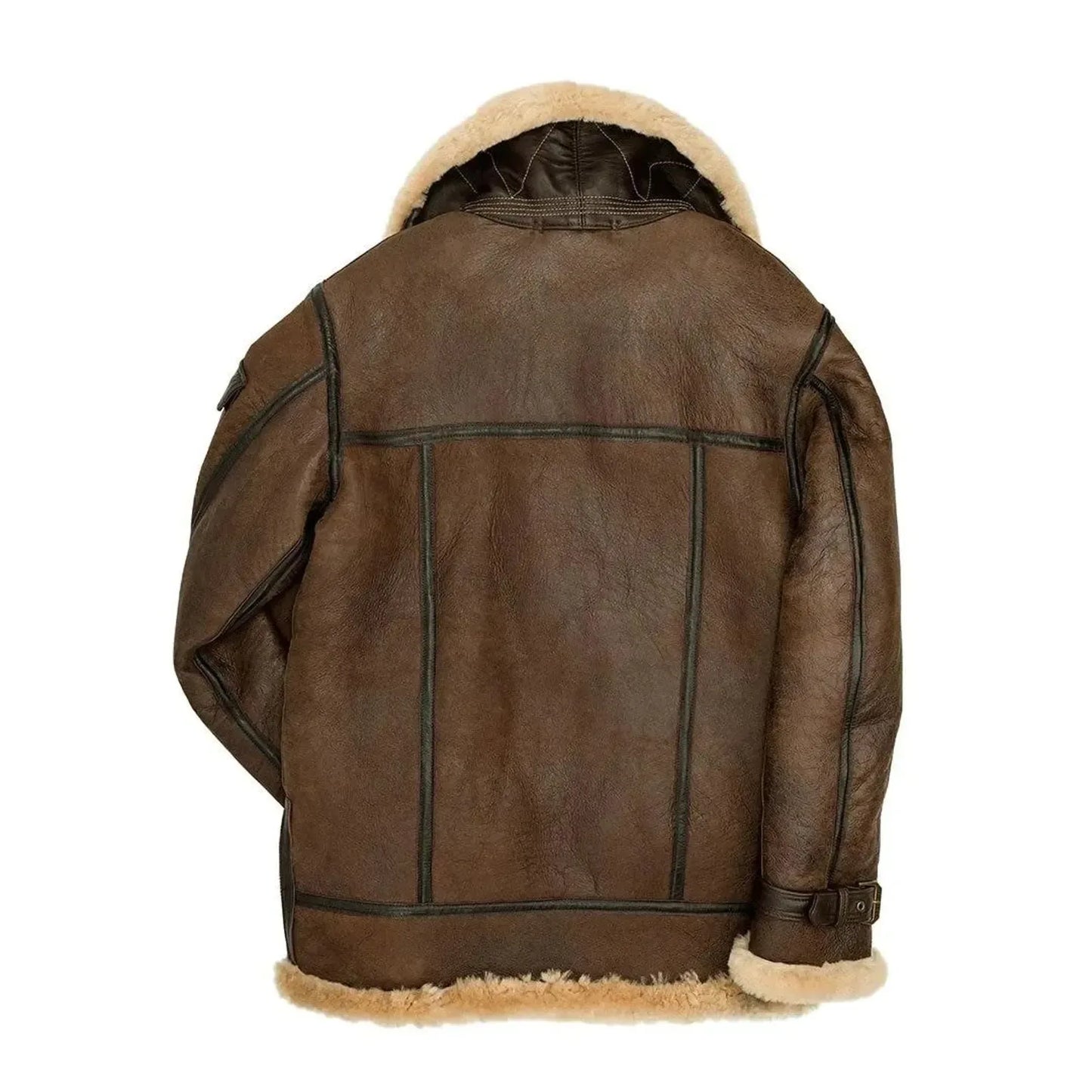 shearling lined aviator jacket mens real sheepskin flight coat