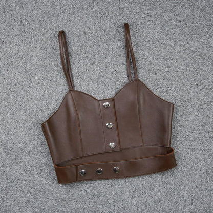 Women’s Genuine Leather Cropped Camisole Top 1