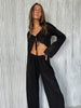 White black beach lounge set wide leg pants