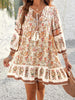 Floral Boho Mini Cute Short Flowy Dress With Tassels