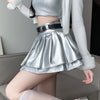 Silver metallic faux leather mini skirt