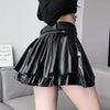 Silver metallic faux leather mini skirt