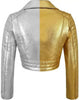 Silver Moto Jacket for Women in Gold Two Tone Leather