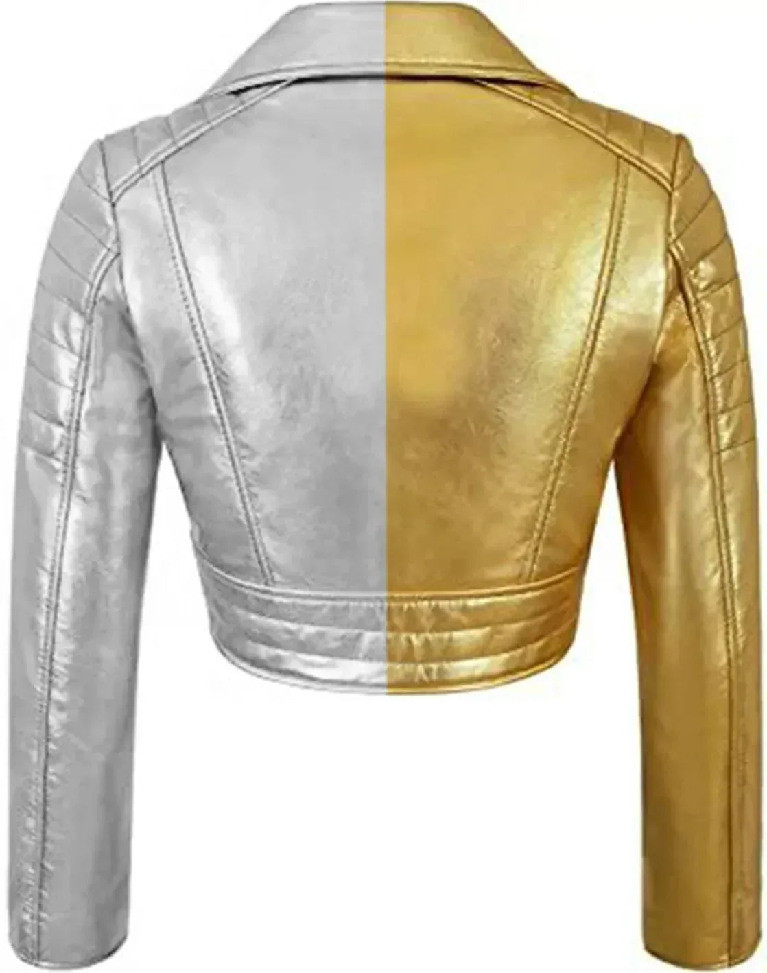 Silver Moto Jacket for Women in Gold Two Tone Leather