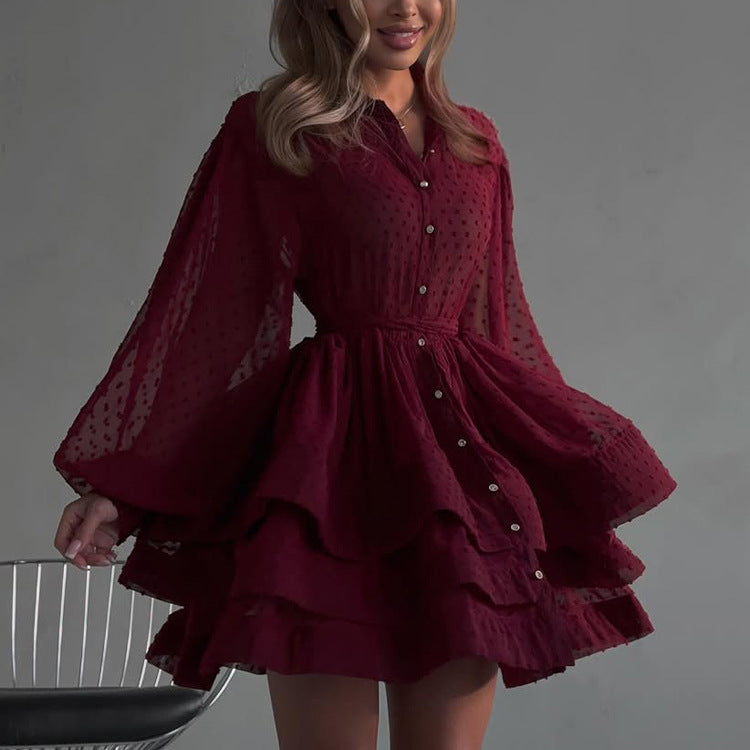 French chiffon tie waist mini dress 1 S