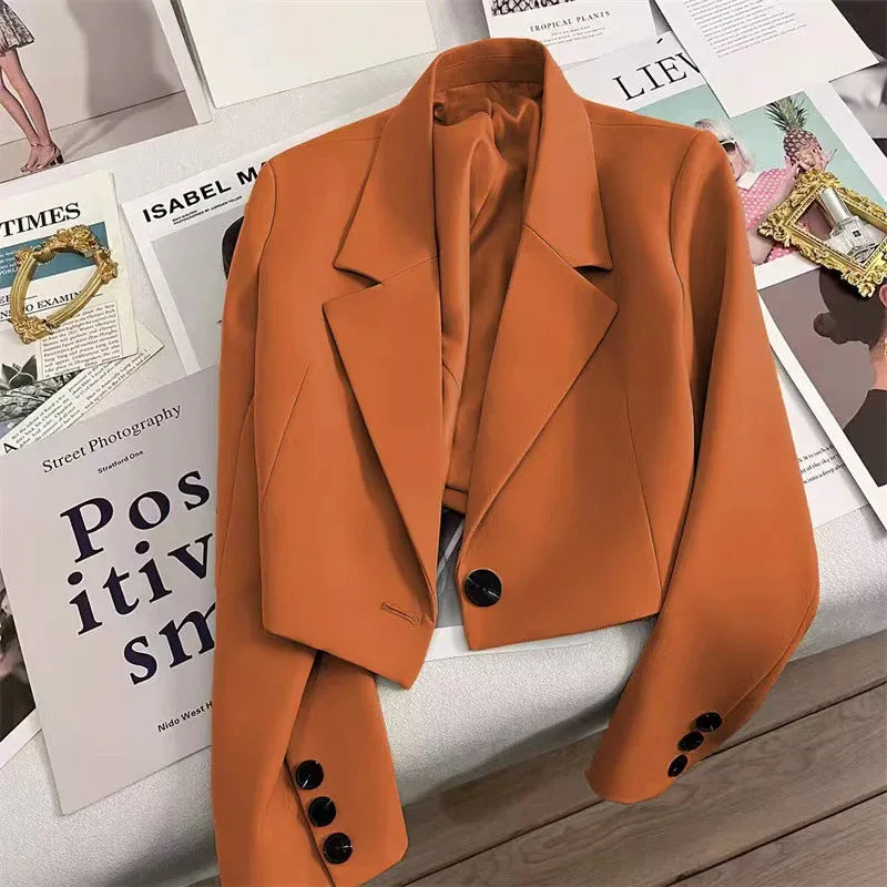 Women's Cropped Blazer with Single Button Front 3 S