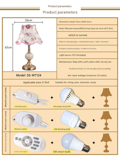 Mid century modern glass fabric table lamp