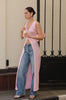Long Sleeveless Knit Cardigan with Button Front
