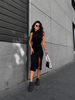 Sleeveless ribbed midi dress with side slit and mock neck 2 S