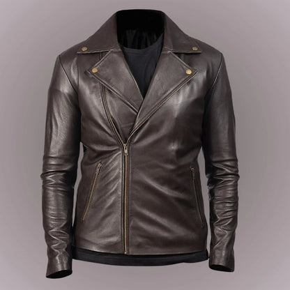 mens leather riding jacket slim fit biker motorcycle style