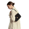 Small Genuine Leather Shoulder Bag with Flap Closure