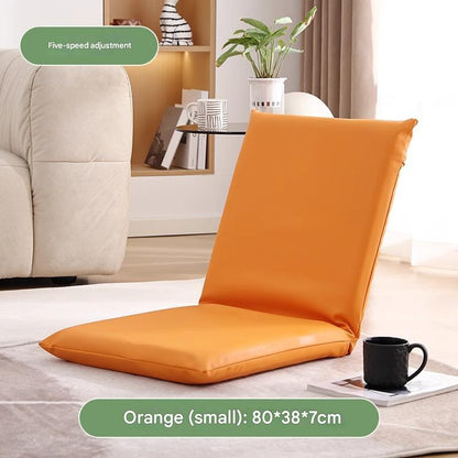 Japanese floor recliner beanbag sofa Small orange cat paw print leather [5 adjustable settings]