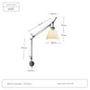 Adjustable Italian Swing Arm Wall Light Small white fabric lampshade.jpg