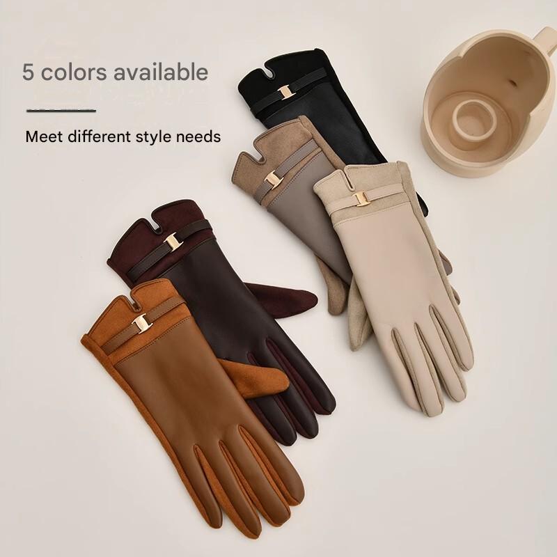 Women leather gloves for winter warmth