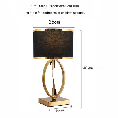 Modern scandinavian oval metal table lamp Square-Foot Small (Black with Double Gold Trim) 48cm High 110V-120V For US CA