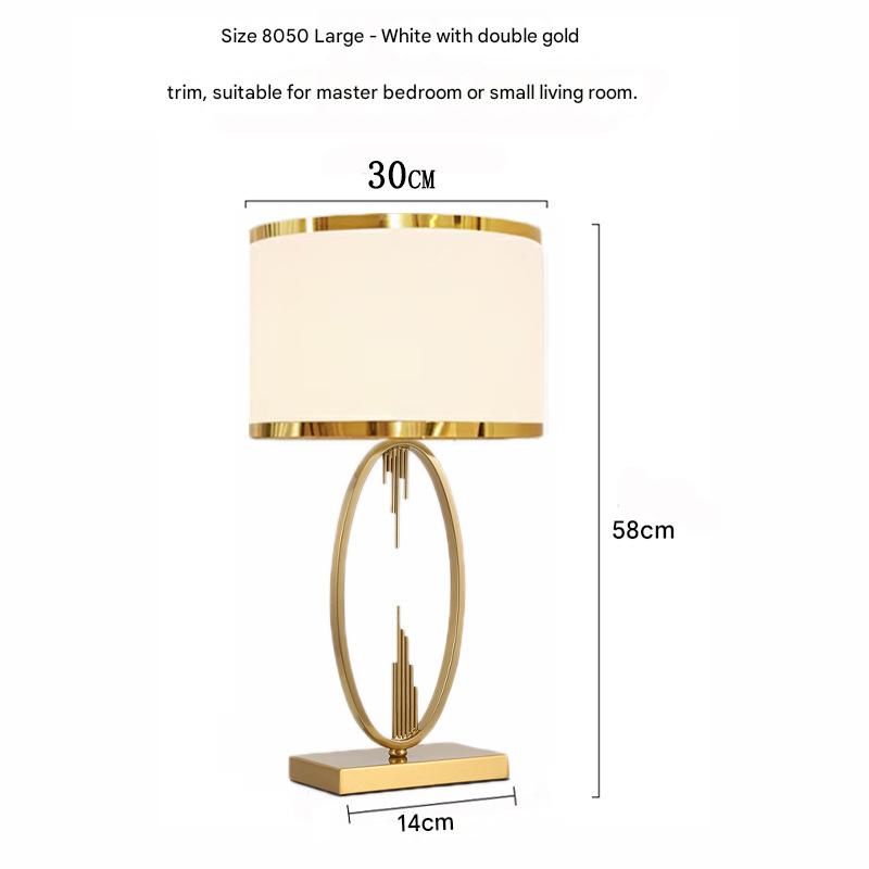 Modern scandinavian oval metal table lamp Square-legged Large (White with double gold trim) Height 58cm 110V-120V For US CA