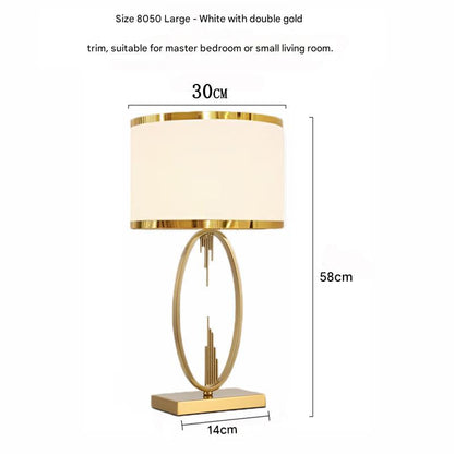 Modern scandinavian oval metal table lamp Square-legged Large (White with double gold trim) Height 58cm 110V-120V For US CA