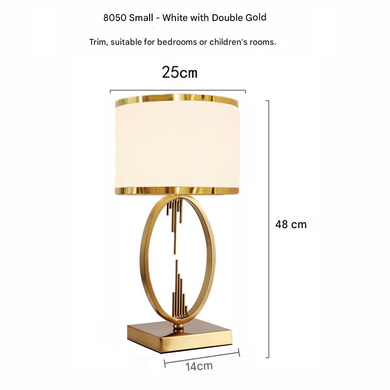 Modern scandinavian oval metal table lamp Square-legged Small (White with double gold trim) 48cm high 110V-120V For US CA