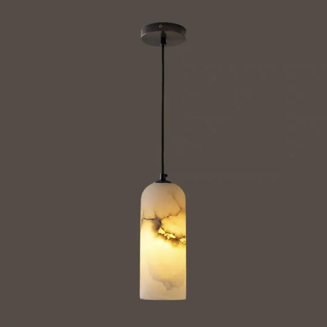 Natural Marble Pendant Light with Brass Ceiling Mount Copper black plus deep texture