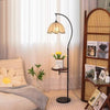 Vintage arc floor lamp with storage shelf
